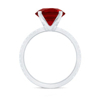 10 MM Lab Created Ruby Solitaire Engagement Ring With Real Diamonds