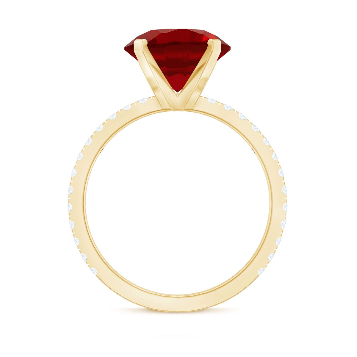 10 MM Lab Created Ruby Solitaire Engagement Ring With Real Diamonds