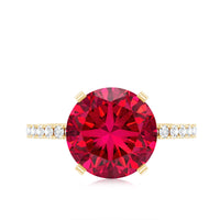 10 MM Lab Created Ruby Solitaire Engagement Ring With Real Diamonds