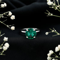 3.5 Carat Round Lab Created Emerald Solitaire Engagement Ring