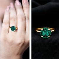 3.5 Carat Round Lab Created Emerald Solitaire Engagement Ring
