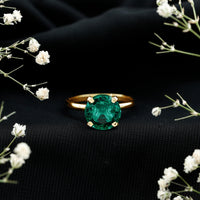 3.5 Carat Round Lab Created Emerald Solitaire Engagement Ring