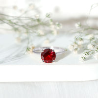 Solitaire Lab Grown 5 Carat Ruby Engagement Ring with Certificate