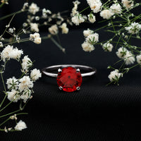 Solitaire Lab Grown 5 Carat Ruby Engagement Ring with Certificate