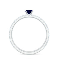 Natural Half Carat Blue Sapphire and Diamond Engagement Ring Set