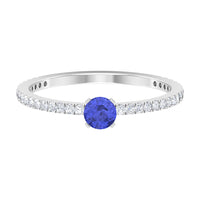 Genuine Tanzanite Commitment Ring with Diamond