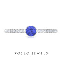 Genuine Tanzanite Commitment Ring with Diamond