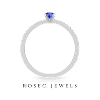 Genuine Tanzanite Commitment Ring with Diamond