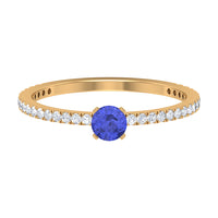 Genuine Tanzanite Commitment Ring with Diamond