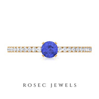 Genuine Tanzanite Commitment Ring with Diamond