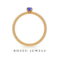Genuine Tanzanite Commitment Ring with Diamond