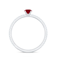 Natural Ruby Promise Ring with Diamond for Women