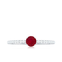 Natural Ruby Promise Ring with Diamond for Women
