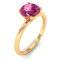 Round Pink Tourmaline Solitaire Ring in Peg Head Setting