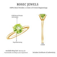 Natural 2 Carat Peridot Solitaire Engagement Ring for Women