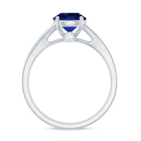 2.7 Carat Round Lab Grown Blue Sapphire Engagement Ring with Diamond Split Shank