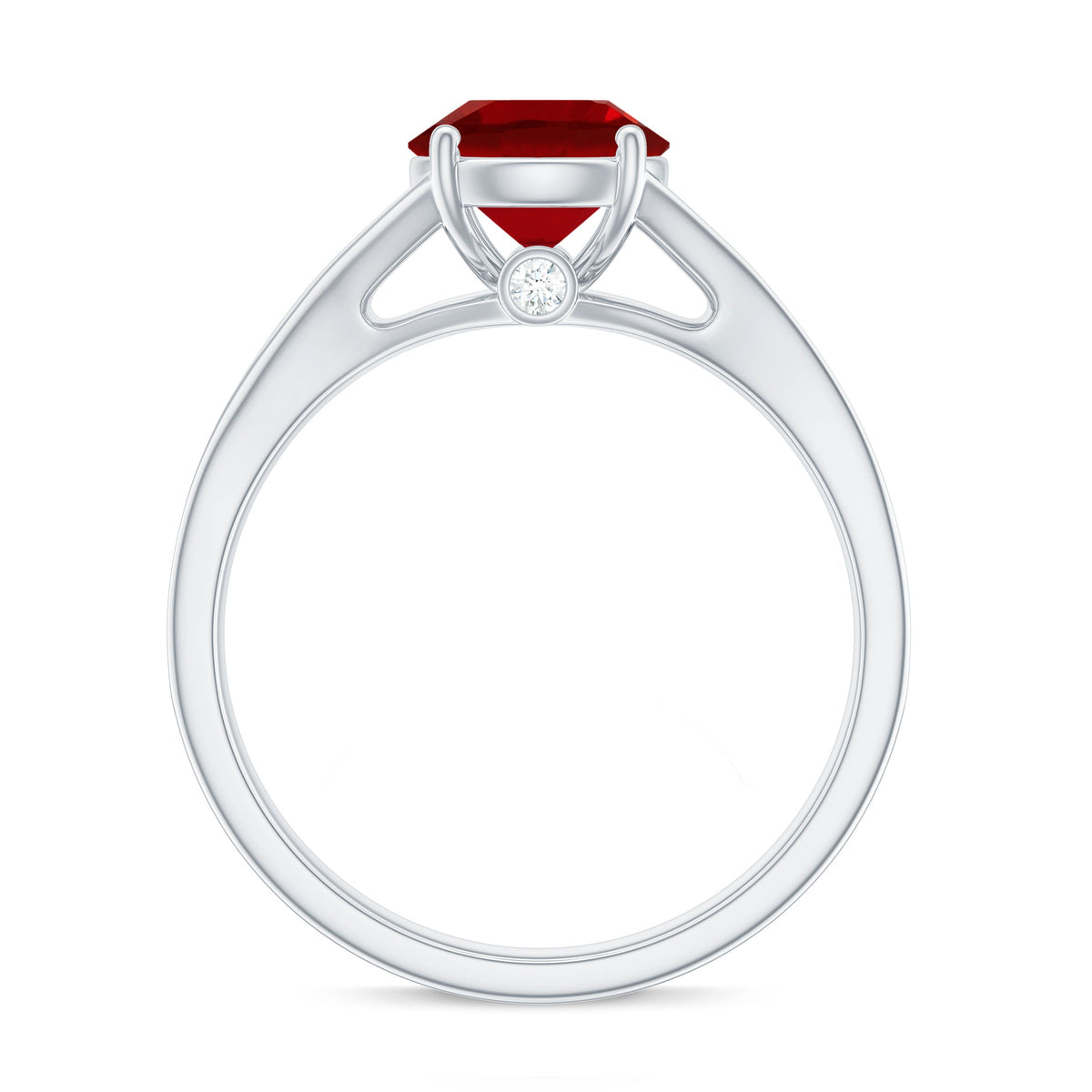 Lab Created Ruby and Diamond Engagement Ring in Split Shank