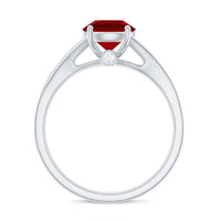 Lab Created Ruby and Diamond Engagement Ring in Split Shank