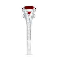 Lab Created Ruby and Diamond Engagement Ring in Split Shank