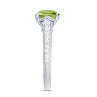 Natural 2 Carat Round Peridot Engagement Ring with Diamond