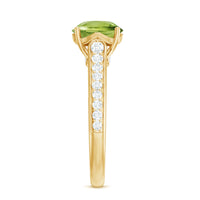 Natural 2 Carat Round Peridot Engagement Ring with Diamond
