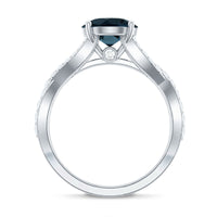 Real London Blue Topaz Crossover Engagement Ring with Diamond