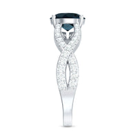 Real London Blue Topaz Crossover Engagement Ring with Diamond