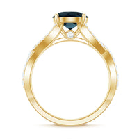 Real London Blue Topaz Crossover Engagement Ring with Diamond