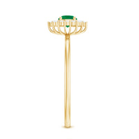 Certified Natural Emerald Promise Ring with Diamond Halo