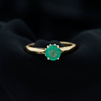 0.49 Carat May Birthstone Emerald Solitaire Ring with Milgrain Detailing