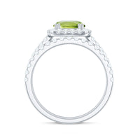Natural 2 Carat Peridot Engagement Ring with Wedding Band