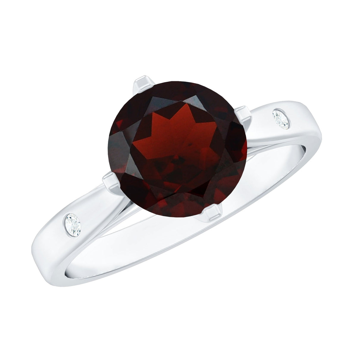 Natural 2.3 Carat Round Garnet Solitaire Engagement Ring