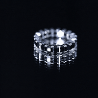 Certified Black Spinel princess cut eternity band ring from Rosec Jewels, showcasing a continuous row of sparkling black spinel stones.