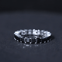 Princess Cut Black Onyx Wedding Band in Shared Prong Setting