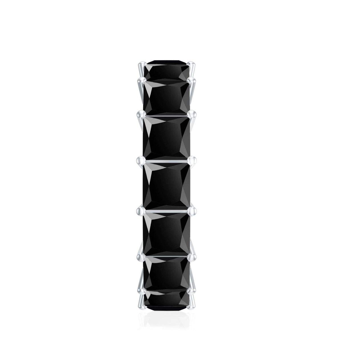 Princess Cut Black Onyx Wedding Band in Shared Prong Setting