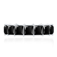 Princess Cut Black Onyx Wedding Band in Shared Prong Setting