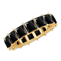 Princess Cut Black Onyx Wedding Band in Shared Prong Setting