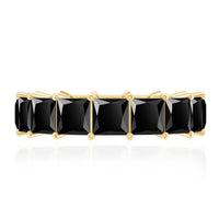 Princess Cut Black Onyx Wedding Band in Shared Prong Setting
