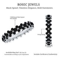 Certified Black Spinel Eternity Band Ring for Women