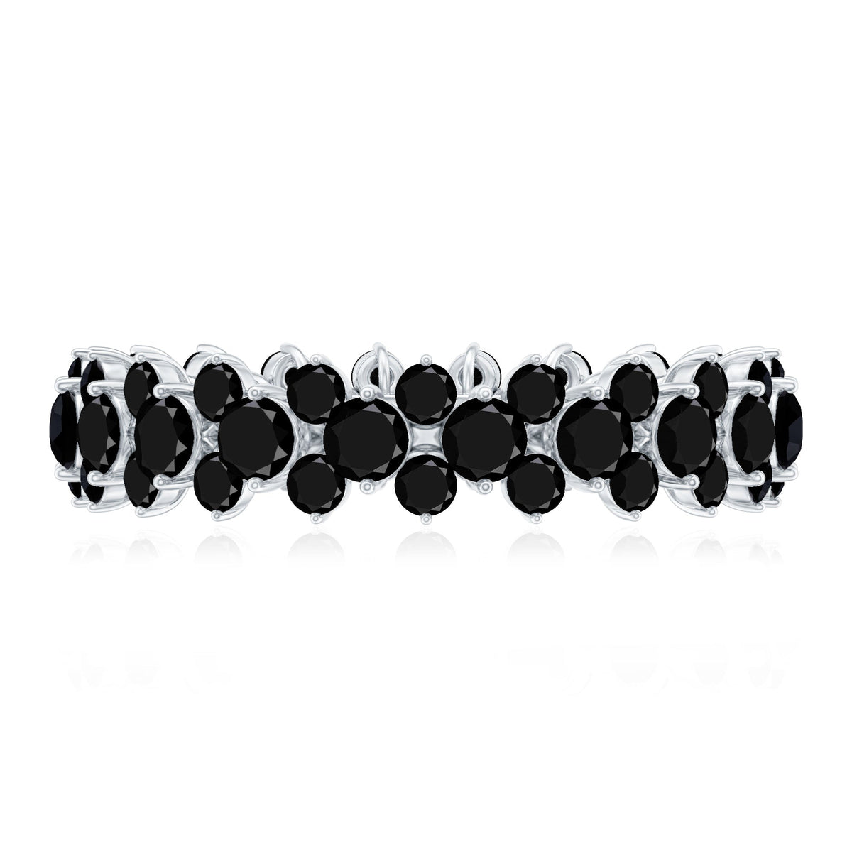 Certified Black Spinel Eternity Band Ring for Women