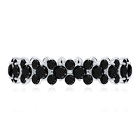 Certified Black Spinel Eternity Band Ring for Women