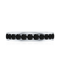 Black spinel eternity ring by Rosec Jewels featuring a channel set design, perfect for anniversaries.