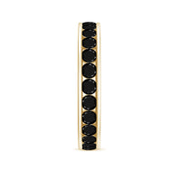 Black spinel eternity ring with channel setting from Rosec Jewels, designed for anniversaries, featuring a continuous row of sparkling stones.
