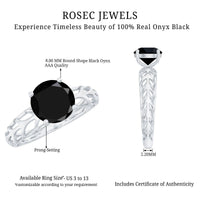 Round Cut Solitaire Black Onyx Engagement Ring with Certificate