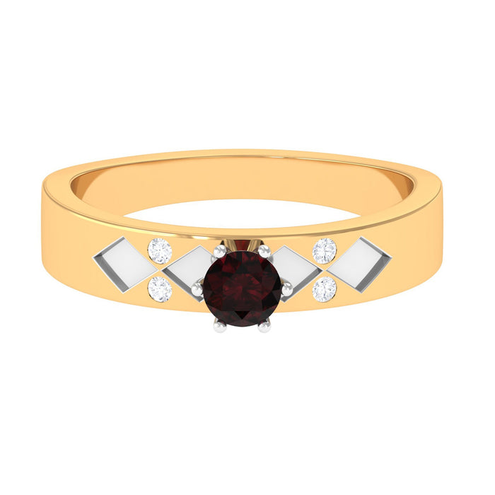 Natural red garnet diamond band ring from Rosec Jewels featuring a elegant design with sparkling gemstones.