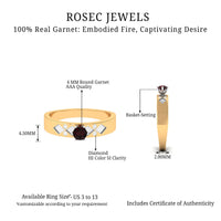 Natural Red Garnet Diamond Band Ring