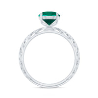 Certified Solitaire Lab Grown Emerald Engagement Ring with Filigree Details