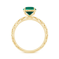 Certified Solitaire Lab Grown Emerald Engagement Ring with Filigree Details