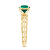 Certified Solitaire Lab Grown Emerald Engagement Ring with Filigree Details