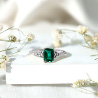 Solitaire Lab Created Emerald Celtic Engagement Ring with Diamond